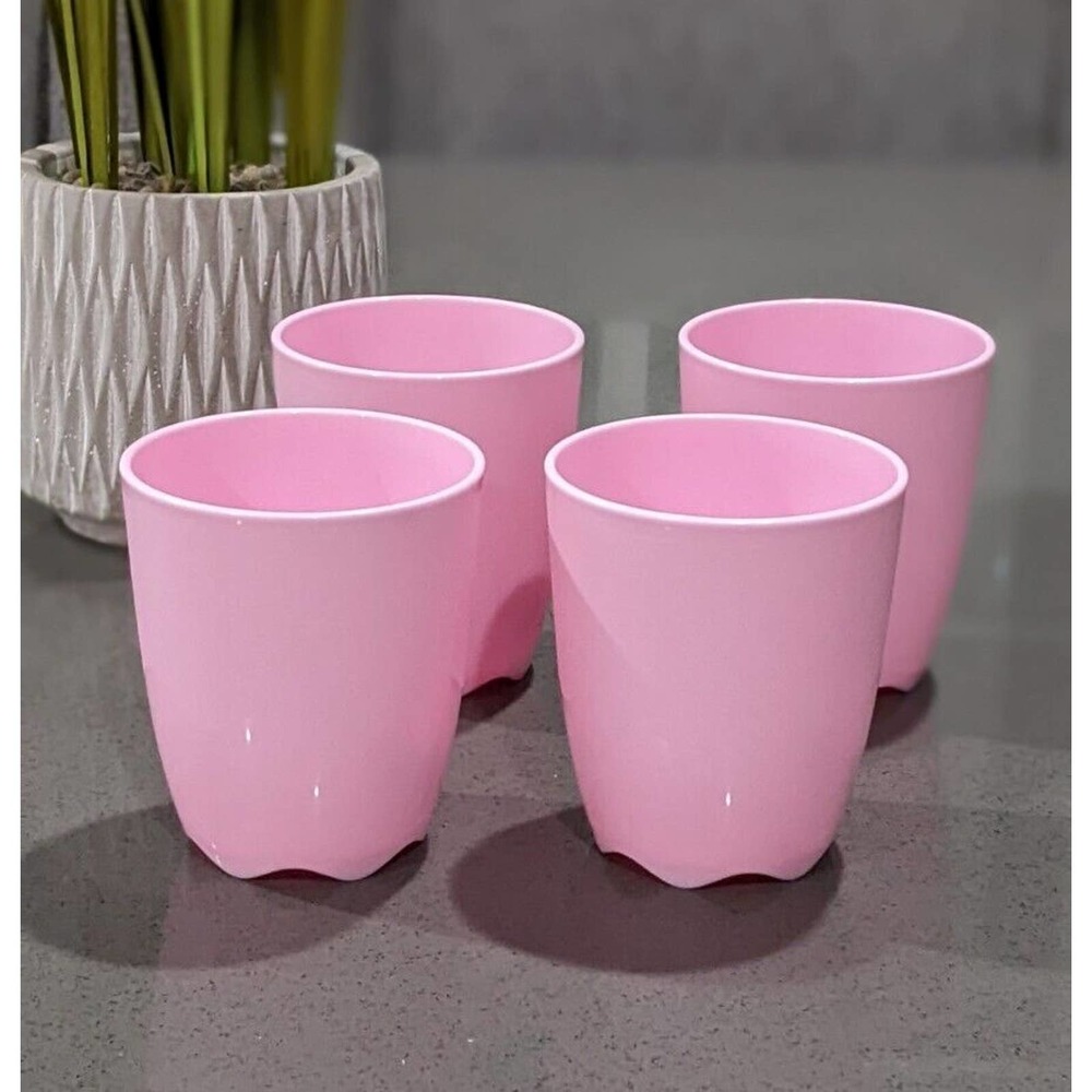 Tupperware Set (4) Open House Floresta Tumblers 9 oz/275 ml Pink Delight New